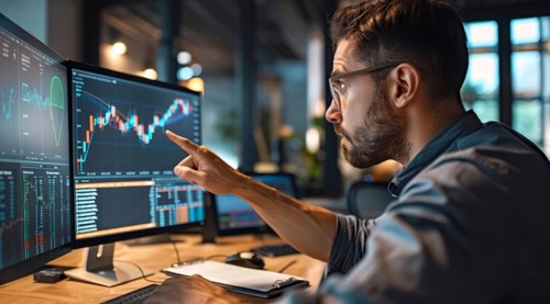 Business analyst analyzing marketing and business company enterprise data, AI generated