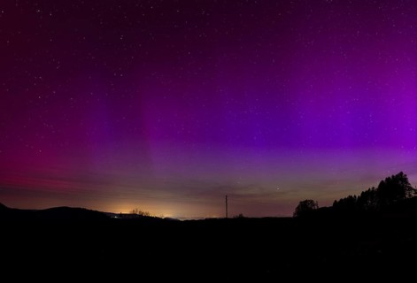 Northern lights, northern lights due to solar storm, Challhoechi, Basel-Land, Switzerland, Europe