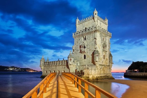 Belem Tower or Tower of St Vincent, famous tourist landmark of Lisboa and tourism attraction, on