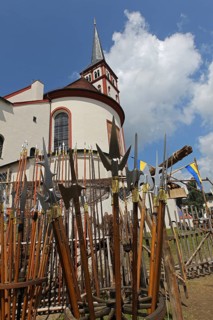 Tradition. Frundsbergfest in Mindelheim in the Unterallgaeu. Historical weapons, Allgaeu, Bavaria,