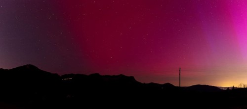 Northern lights, northern lights due to solar storm, Challhoechi, Basel-Land, Switzerland, Europe