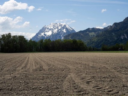 Arable land, behind the Grimming, near Irdning, Ennstal, Styria, Austria, Europe