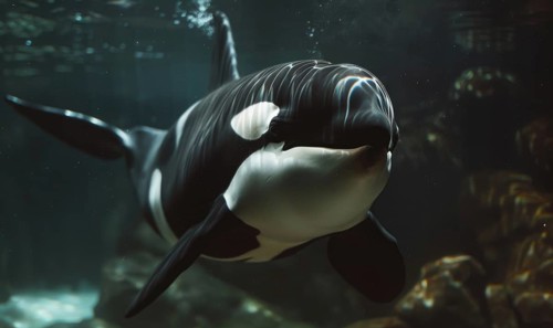 Orca whale swimming in its natural habitat AI generated
