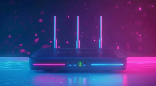 Advanced fast broadband wireless router. Concept of new technology and fast network connectivity,
