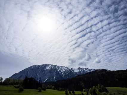 Cloudy mood over the Grimming, near Bad Mitterndorf, Styria, Austria, Europe