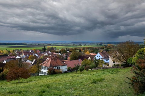 Ehingen am Ries, view from the church hill, Noerdlinger Ries, Swabia, Bavaria, Germany, Europe