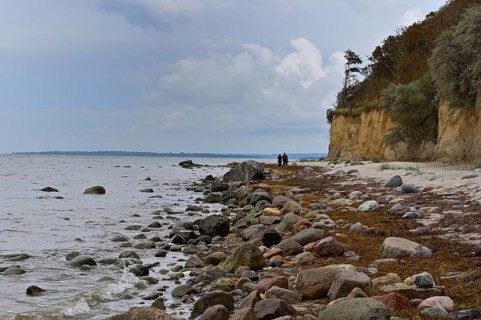 Natural beach with rocks on the steep coast of the island of Poel, Baltic Sea, Mecklenburg-Western