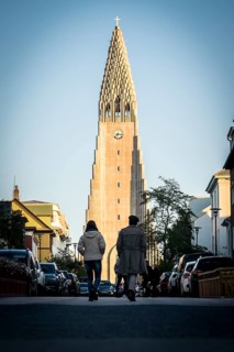 Hallgrimskirkja in Iceland Reykjavik, street view