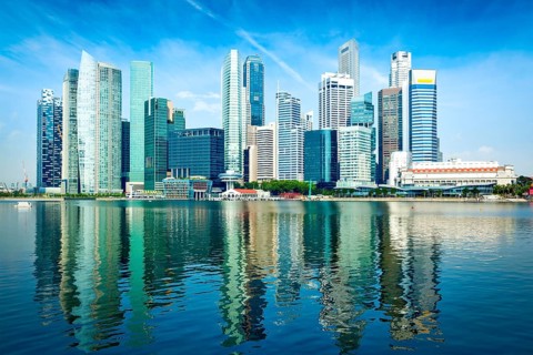 Modern city skyline of business district downtown in day. Singapore