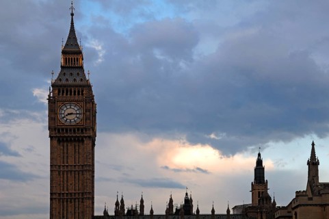 Big Ben at dusk, Bridge Street, SW1, london, England, United Kingdom, Europe
