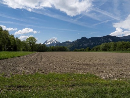Arable land, behind the Grimming, near Irdning, Ennstal, Styria, Austria, Europe