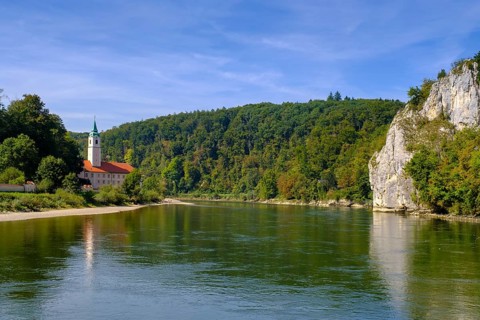Weltenburg Monastery on the Danube, Danube Gorge, Weltenburger Enge, Gorge, Upper Jura, Weltenburg,