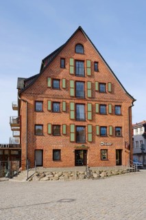 Former warehouse building at the harbour, Waren, Mueritz, Mecklenburg Lake District, Mecklenburg,