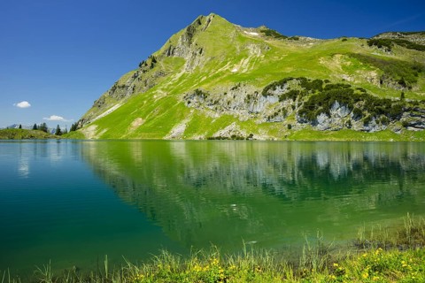 Seealpsee and Seekoepfel, 1919m, Allgaeu Alps, Allgaeu, Bavaria, Germany, Europe