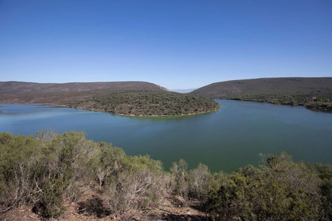 River bend in the Monfraguee National Park, Extremadura, Castilla La Mancha, Spain, Europe