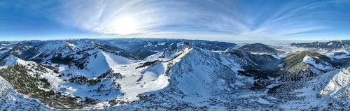 Winter, Alpine panorama with Aiplspitz, Schliersee and Mangfall mountains, Bavarian Prealps,