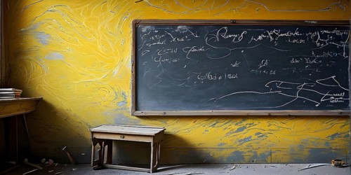 Marble textured yellow and dark grey chalkboard as illustration background, AI generated