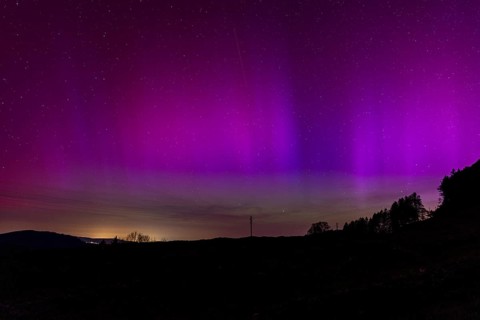 Northern lights, northern lights due to solar storm, Challhoechi, Basel-Land, Switzerland, Europe