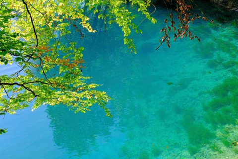 Blue spring, karst pot, Blautopf, Blaubeuren, Swabian Alb, Baden-Wuerttemberg, Germany, Europe