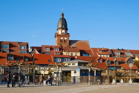 Town view with St. Mary's Church, Waren, Mueritz, Mecklenburg Lake District, Mecklenburg,
