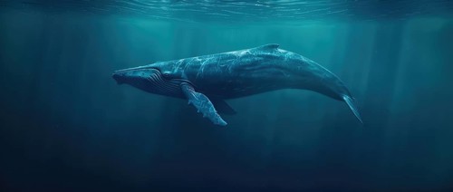 A blue whale gliding effortlessly through the ocean depths AI generated