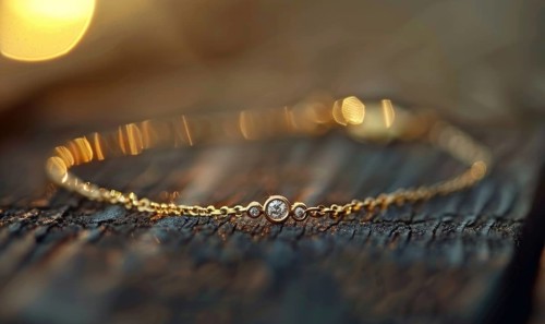 A dainty gold chain bracelet with a single sparkling diamond charm AI generated