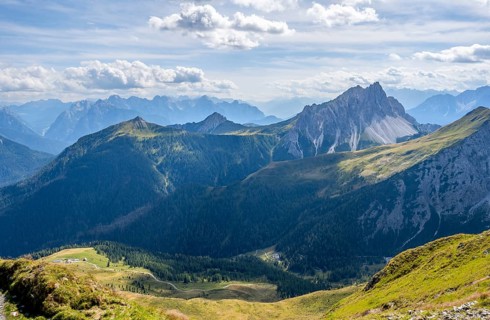Mountain landscape, rocky mountain peak Crode dei Longerin Nordspitze, Carnic High Trail, Carnic