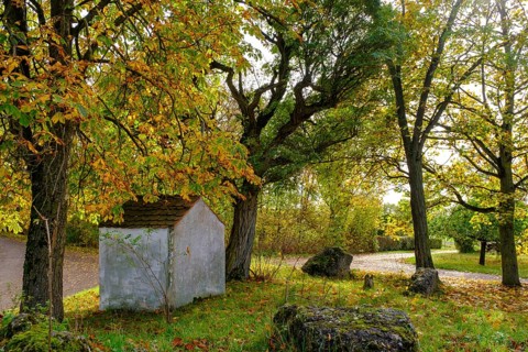 Chapel on the Ries Panorama Trail near Hainsfarth, Ries crater rim, Noerdlinger Ries, Swabia,
