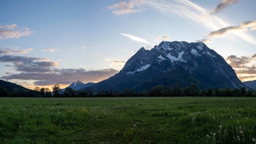 Sunset, Grimming, panoramic view, near Irdning, Ennstal, Styria, Austria, Europe