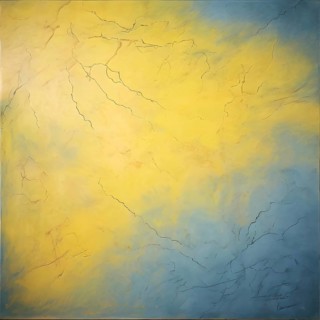 Marble textured yellow and blue chalkboard as illustration background, AI generated