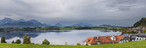 Sunset, Hopfensee, Hopfen am See, near Fuessen, Ostallgaeu, Allgaeu, Bavaria, Germany, Europe