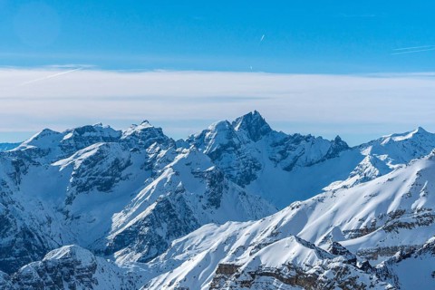 Tyrol mountain in winter with snow Stubai Valley