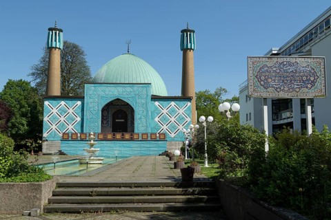 Imam Ali Mosque, Mosque of the Islamic Centre Hamburg (IZH) on the Alster in Hamburg, Germany,