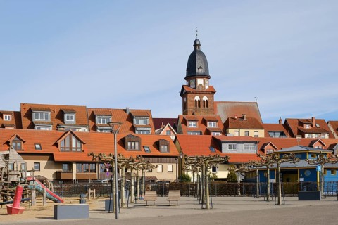 Town view with St. Mary's Church, Waren, Mueritz, Mecklenburg Lake District, Mecklenburg,
