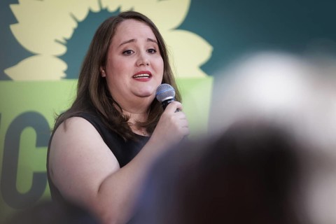 Ricarda Lang, Federal Chairwoman of Buendnis 90/DIE Gruenen, pictured at a press event in Berlin,