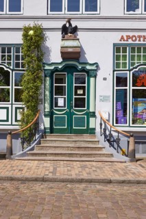 Entrance to the Adler Pharmacy, Royal Privileged Pharmacy in Friedrichstadt, District of North