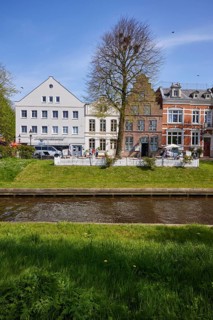 Houses on Mittelburggraben in Friedrichstadt, North Friesland district, Schleswig-Holstein,