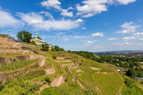 Weingut am Goldenen Wagen. The Spitzhaus is a former summer residence in the Saxon town of Radebeul