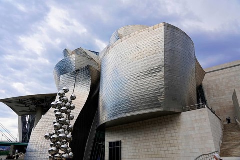 Guggenheim Museum, Bilbao, Basque Country, Spain, Europe, A modern building with curved surfaces