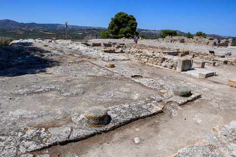View of foundation walls ruins in eastern part Princess Complex building in east wing of palace