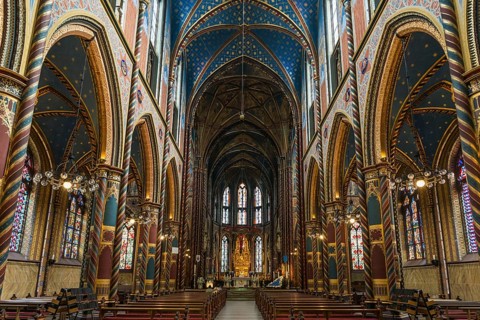 Interior view, Basilica of St Mary, Basilica of St Mary, place of pilgrimage, Kevelaer, Lower