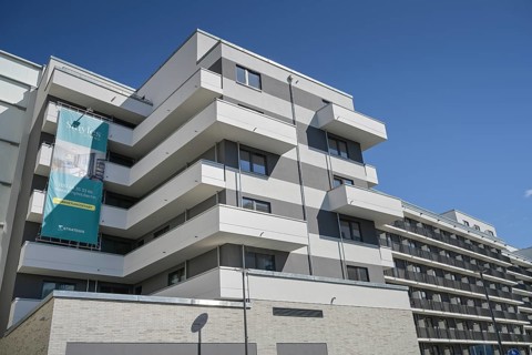 New buildings, Lauterplatz, Friedenauer Hoehe development area, Friedenau, Schoeneberg, Berlin,