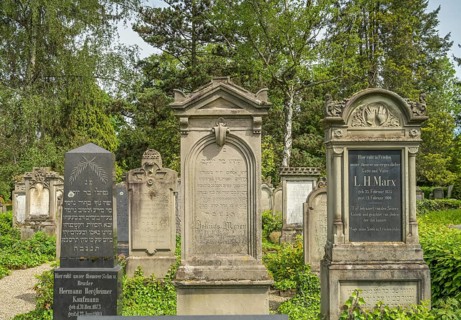 Gravestones, Jewish cemetery, Waldbachfriedhof, Offenburg, Baden-Wuerttemberg, Germany, Europe
