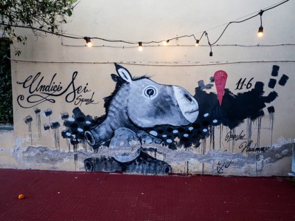 Donkey head, graffiti, Olbia, Sardinia, Italy, Europe