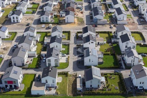 Aerial view of the new development area Stadtquartier Graf Bismarck in Gelsenkirchen, on 12 April