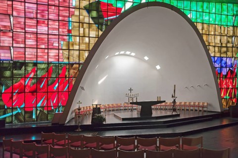 Chancel of the Church of the Transfiguration of Christ, consecrated in 1961, Feuerstein Castle,