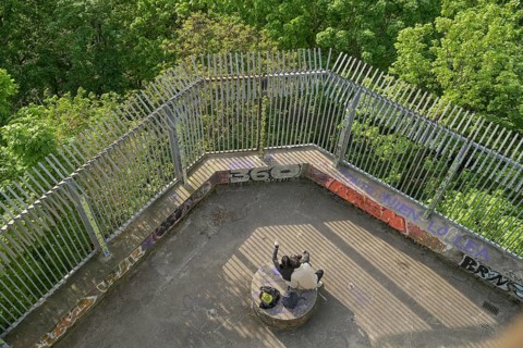 Viewing platform, Flak tower, Volkspark Humboldthain, Gesundbrunnen, Mitte, Berlin, Germany, Europe