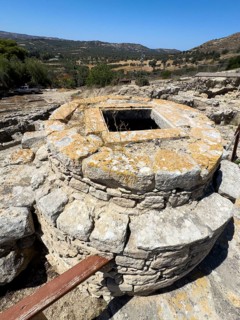 View of Kouloures so-called rings in earth embedded large brick-built round storage tanks in area
