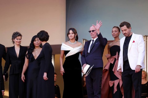 Cannes, France, 17.5.2024: Camille, Adriana Paz, Rachida Dati, Selena Gomez, Jacques Audiard, Zoe