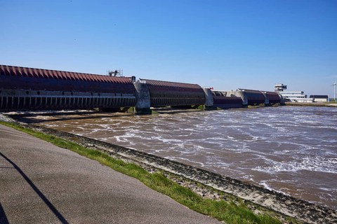 Eidersperrwerk at Wesselburenerkoog, Dithmarschen district, Schleswig-Holstein, Germany, Europe